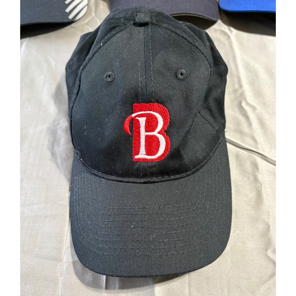 Port & Company Mens Black Baseball Cap Red Embroidered Letter B Barbell Hat OSFM